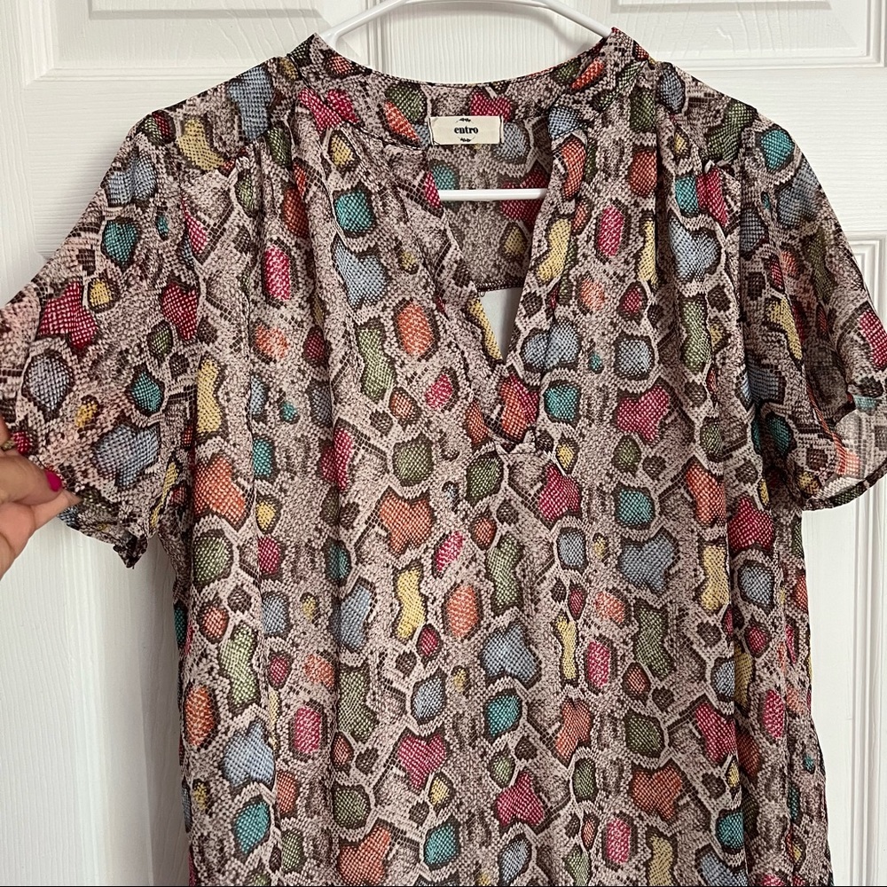 Entro | Multicolor Python Print Sheer Top - image 7